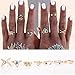 Ownsig 7Pcs Vintage Steampunk Cross Moon Anillos Midi Finger Knuckle Rings Set Gold