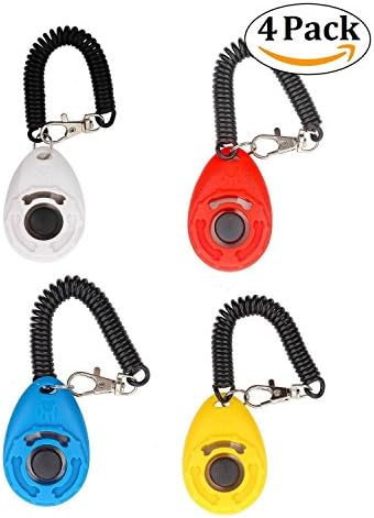 CUZOOZOO Pet Dog Training Clicker With Wrist Strap for Puppy Cats Birds Horses, 2018 Upgrade Version, Pack of 4
