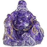 Beverly Oaks Laughing Buddha Statue -Gemstone Buddha Figurine Featuring Amethyst Healing Crystals - Happy Buddha Home Decor