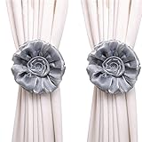 Topshop Cute Clip-on Flower Curtain Tie Back Tieback Voile Drape Panel Holder Home Decor (Grey)