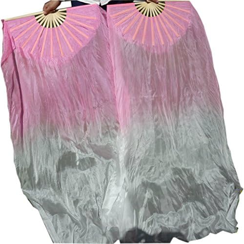 Winged Sirenny59" (150 cm) Pairs Spinning Worship Praise Fan Pois, Adjustable Colorful Belly Dance Silk Fan Veil