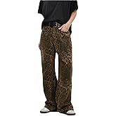 Hesaco Y2K Leopard Jeans for Women and Men - Baggy Unisex Cheetah Print Straight Leg Denim with Pockets, Casual Streetwear