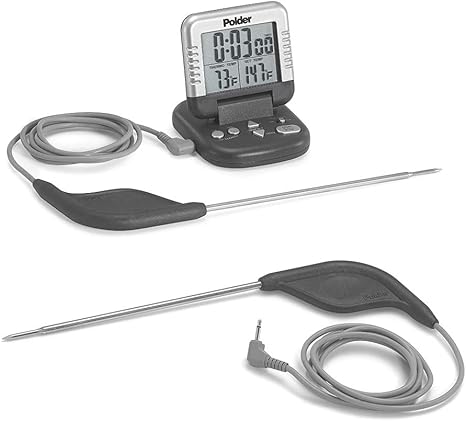 Amazon Com Polder Digital In Oven Thermometer Timer Graphite Color With Replacement Probe Kitchen Dining