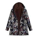 XOWRTE Clearence Sale! Women’s Coat Oversize Cotton Vintage Print Jacket Hooded Overcoat Warm Winter Outwear