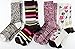 Kirkland Signature Ladies Merino Wool Extra-Fine Trail Socks, 4 Pairs US size 4-10.5 Tan/Purple Floral & Stripes