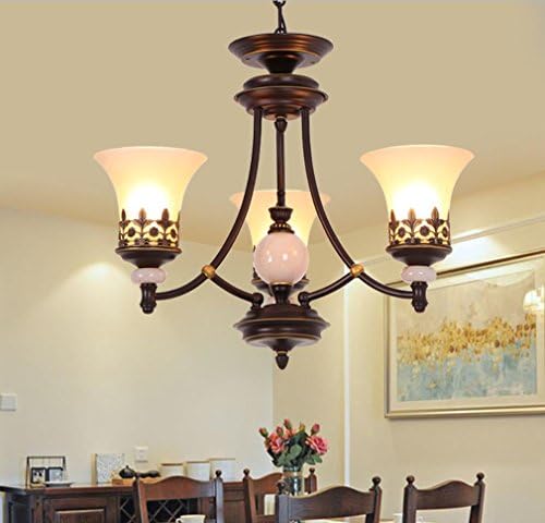 SOOFAG American creative restaurant chandelier LED modern bedroom iron ceiling lamp European chandelier retro living room lights, 220v diameter 50cm high 47cm