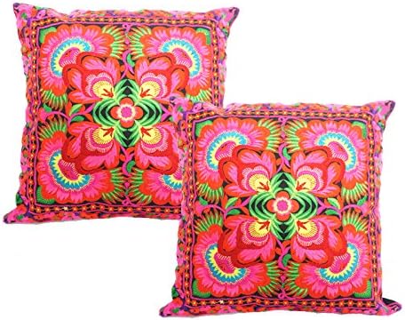 2 Handmade Vintage Bohemian Boho Hippie Gypsy Indian Hmong Tribal Ethnic Cushion Cover Pillow Case (CC005)