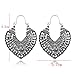 Mrsrui Women Vintage Bohemian Flower Carved Circle Heart Hoop Earring Ancient Silver Plated