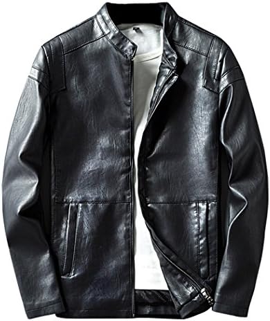 LIERDAR Men's Faux Leather Jacket PU Outwear Black XL