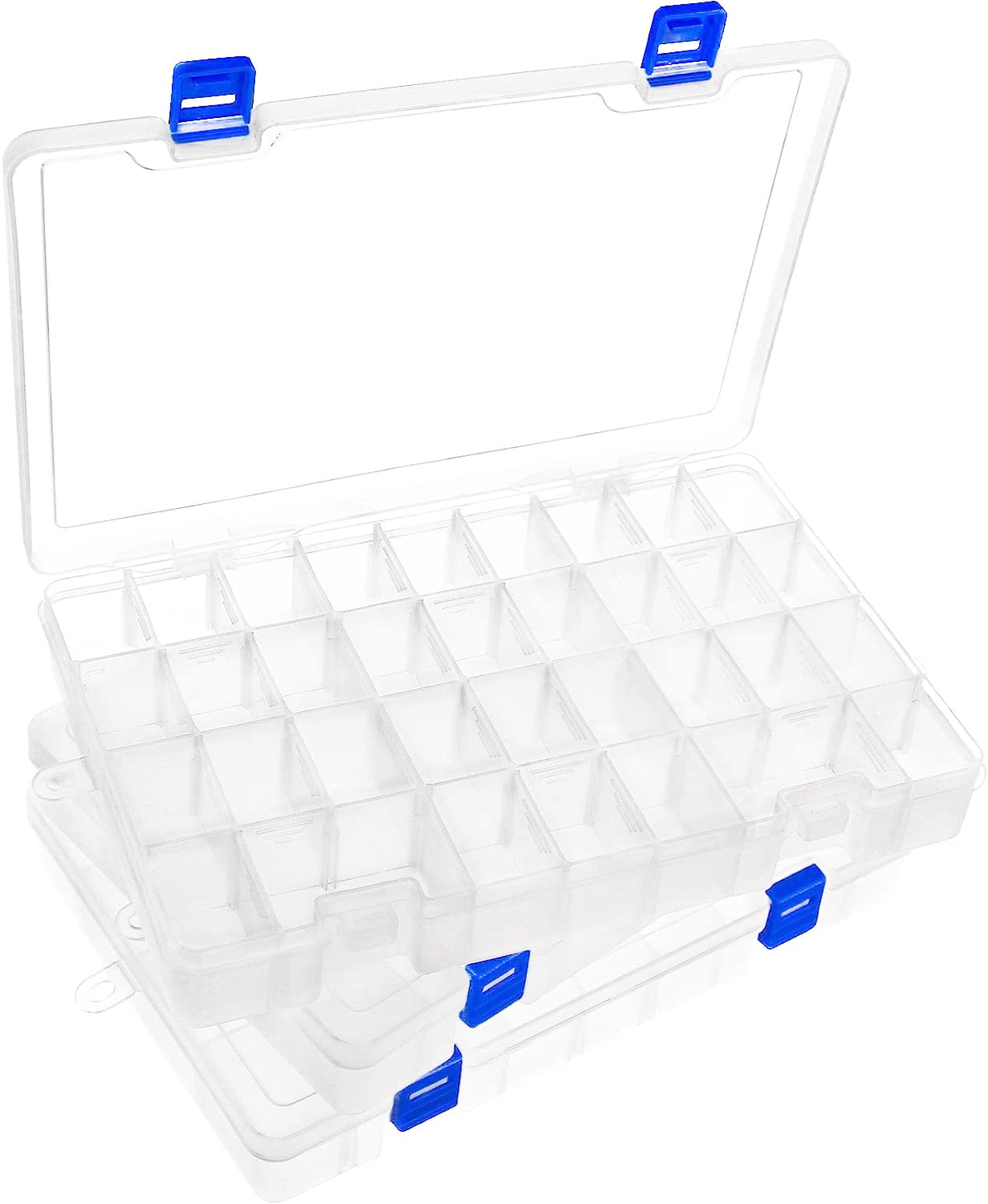 DARUITE 34 Grids Craft Storage Boxes with Compartments Plastic Bead Storage Box,Storage Organiser with Lid for Beads Earring Fishing Hook Small Accessories(3 PCS)