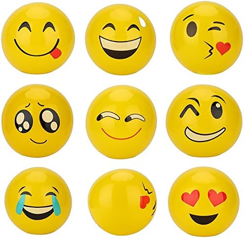 Beach Balls Set, 12" Inflatable Pool Toys, 12 Pack Emoji Beach Balls Perfect For Pool/Beach Birthday Party Pack Favors, Swimming Water Toys For Kids Teens, Multicolor (12 Pack Emoji)