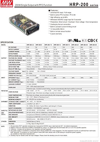 [PowerNex] Mean Well HRP-200-24 24V 8.4A 201.6W Single Output with PFC Function Power Supply