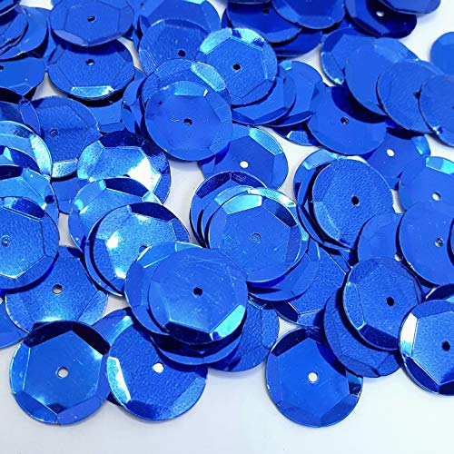 MajorCrafts 15mm 40grams 600pcs Metallic Round PVC Sew-On Cup Sequins Arts and Crafts Embellishments (Dark Blue)