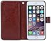 Valentoria Premium Vintage Leather Wallet Case Magnetic Detachable Slim Back Cover Card Holder Slot Wrist Strap (Brown)