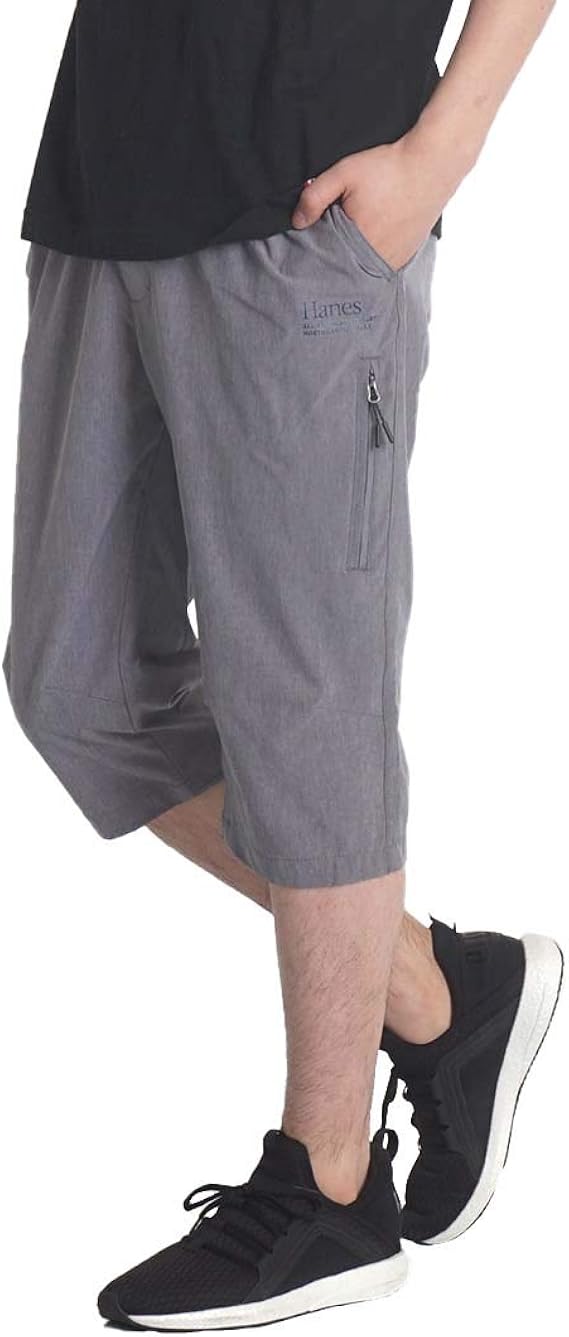 Amazon ヘインズ Hanes スポーツ クロップドパンツ メンズ 七分丈 ハーフパンツ ストレッチ ジャージ パンツ 吸水速乾 軽量 スポーツ ショートパンツ M L Ll ミディアムパンツ 通販