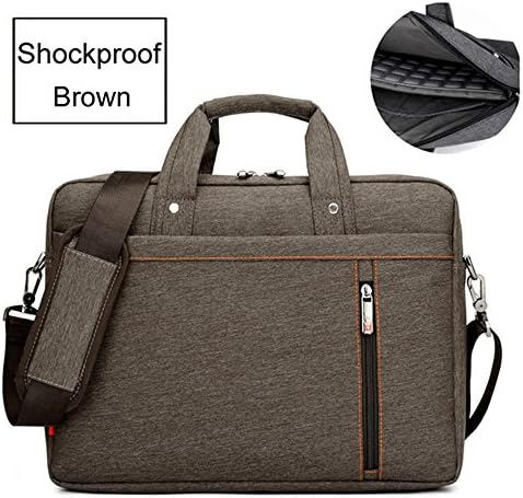 Burnur 17 17.3 Inch Brown Waterproof Nylon Laptop Messenger Bag Shoulder Bag with Convex Buffer Pad