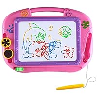 WisdKids Magnetic Drawing Board for Kids and Toddlers with a 4-Color Zone Non-Toxic Erasable Magna Doodle Pad Toys for Educational Writing Sketching with Travel Size for Little Girls(Pink)