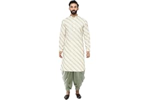 KISAH Mens Kurta - Printed Cotton Blend Tunic - Indian Wedding Outfit for Men - Festive Wear for Diwali, Eid & Celebrations