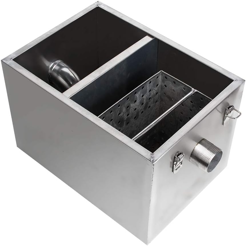 Stainless Steel Grease Trap Interceptor Set Detachable Design For Restaurant Kitchen Wastewater Removable Baffles