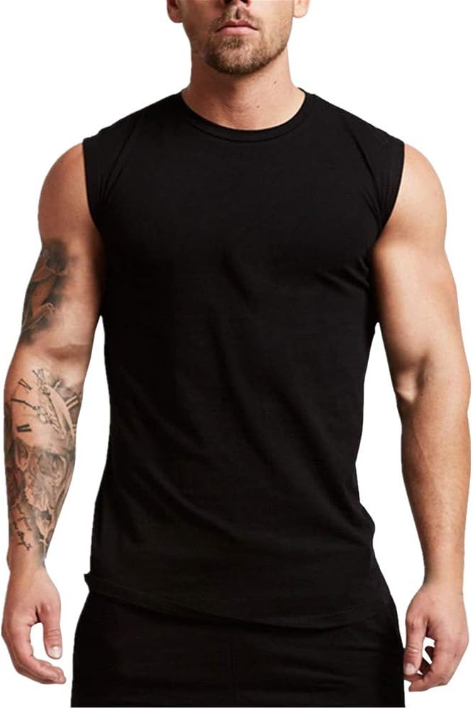 Fansu Men Muscle Tank, Men's Running Tank Top Shirt Fitness Tank Soft Loose Cut Quick-Dry Sports Training Vest Sleeveless T-Shirt