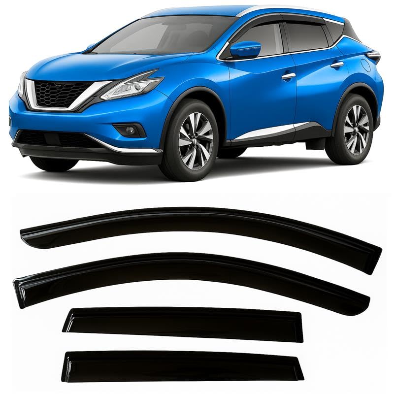 Photo 1 of 2015-2024 Tape-On Rain Guards for Nissan Murano Side Window Visor Deflectors Extra Thick Vent Shades 2016 2017 2018 2019 2020 2021 2022 2023
