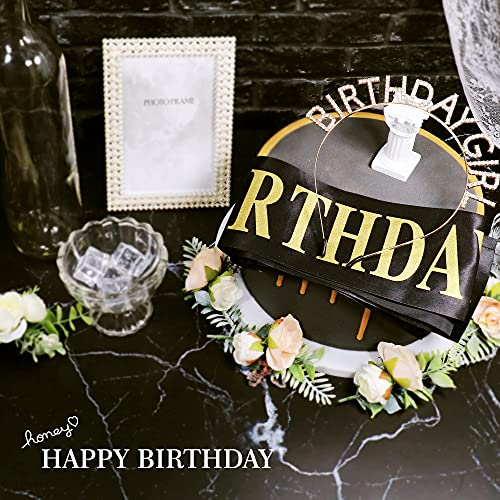 Birthday Girl Sash Crowns Gifts for Women Tiaras Headbands Belt Sweet Girls Princess Hair Band Rhinestone Hair Hoop Tiara (birthday girl)