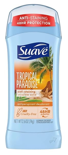 SUAVE DEODORANT 2.6 OUNCE 24HR TROPIC PARADISE INVIS. SOLID (76ML) (6 PACK)