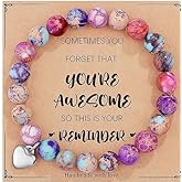 Tyasoleil Heart Natural Stone Beaded Bracelet, Handwoven Gemstone Jewelry for Birthday, Christmas, Valentine's, Graduation Gift