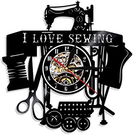 Evaastore I Love Sewing Quilting Vinyl Record Wall Clock Modern Clock Interior Home Decor Gift Tailor Outfitte Dressmaker Clothes Designer