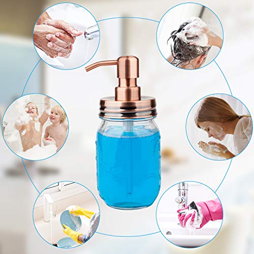 KEEGH Lotion Dispenser Lids,Mason Jar Soap Dispenser Replacement Pump Made of Rust Proof Stainless Steel,Bathroom Kitchen Accessories (Red Copper) - Thumbnail 6