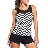 Chenghe Womens Sporty Padded Push Up Tankini Top Boyshort Bottom 2 Pieces Swimsuit