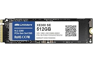 LinkMore XE300 SE 512GB PCIe Gen3 NVMe M.2 2280 Internal Solid State Drive, Gen3.0X4 Read Speed Up to 2100MB/s for Latop and 