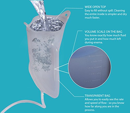Silicone Enema Kit - Non-Toxic Large Durable Enema Bag | Simple to Use and Clean | Unique Valve and Clear Bag with Scale Make It Easy to Monitor and Control FLow | Ideal for Coffee and Gerson Enema - Thumbnail 3