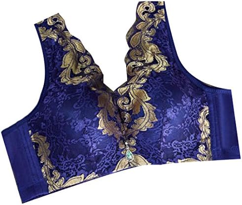 Smallwin Womens Comfy Lace Push Up Cleavage No Underwire Everyday Bra Blue US 36C
