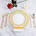 Supernal 8 Blade Vegetable Slicer Disposable Party Plates, Elegant Plastic Plates with Gold Rim Include 30 Dinner Plates, 30 Salad Plates, 30 forks, 30 knives, 30 spoons