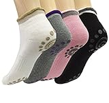 Attmu 4 Pairs Yoga Socks, Women’s Non Slip Anti-Skid Pilates Grip Socks