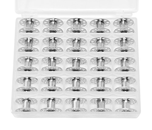 Mandala Crafts Metal Plastic Bobbin with Transparent Case for Brother Singer Babylock Sewing Machine (25 Metal)