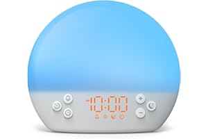 KEPLUG Wake Up Light Sunrise Alarm Clock, White Noise Machine with 30 Smoothing Sounds, Digital Bedside Clock Dimmable Night Light Lamp, Alarm Clocks for Heavy Sleeper Baby, Kids, Adults, Bedrooms