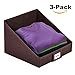 MaidMAX Closet Shelf Open Storage Bin Organizer with Label Holder, Sloped Cut, Foldable, Brown, Set of 3