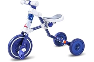 LUOOV 3 in 1 Kids Tricycles for 2-4 Years Toddler Boys & Girls - Baby Balance Bike - Foldable 3 Wheel First Trike - Adjustable Seat - Convertible Rear Wheels