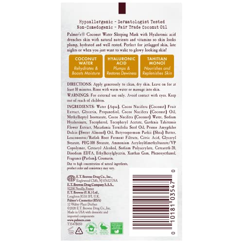 Palmer's Coconut Oil Formula Coconut Water Hydrating Facial Mask, 3.17