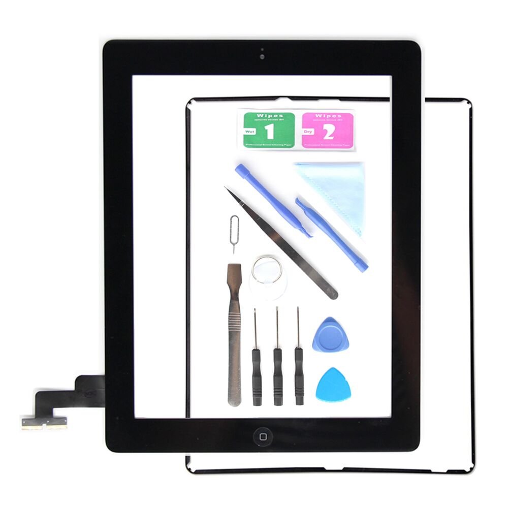 Photo 1 of First choose Replacement Screen for iPad 2 A1395 A1396 A1397,iPad2 Touch Screen Digitizer Front Glass Assembly Black-Includes Home Button +Camera Holder+ PreInstalled Adhesive + Tools Kit