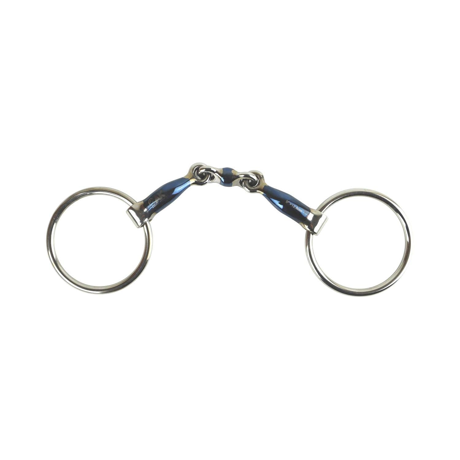 AK Loose ring double jointed Lozenge with curved shape Horse Riding Bit (5.75'', Blue-Silver) - Image 3