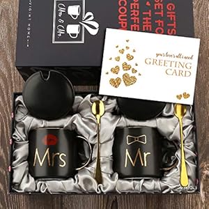 Mr Right und Mrs Always Right Paare Kaffeetassen Tassen Geschenke Set für Verlobung Hochzeit Brautdusche Braut und…