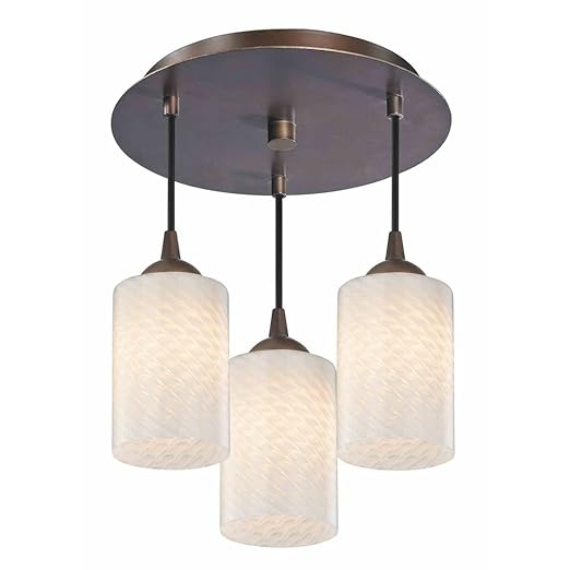 3 Light Semi Flushmount Ceiling Light With White Art Glass And