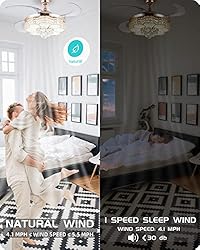BAYSQUIRREL Retractable Crystal Ceiling Fan with