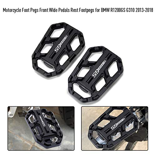 Carrfan Motorcycle Foot Pegs Front Billet Wide Pedals Rest Footpegs for BMW R1200GS G310 2013-2018
