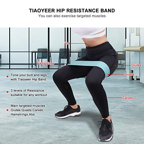 Tiaoyeer Hip Resistance Band for Legs and Butt Workout Non Slip Hip Exercise Band,Set of 3 Hip Band Exercise Loop for Warm up, Arms, Glutes, Abs, 80 Day Obsession, Never Roll Up & Carry Bag