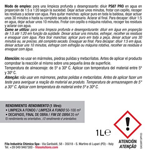 FILA Surface Care Solutions Wasmiddel, ontvettingsmiddel en verwijderaar, niet van toepassing, 1 liter, 1000 - Afbeelding 4