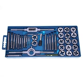 CRD PRODUCTS 40Pcs/Set Tap and Die Set Metric Tapping Threading Machine Wrench Screwdriver Pitch Gauge Drift Holder Hand Tools